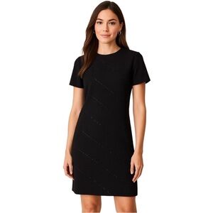 DONNA RICCO Black Beaded Sheath Dress